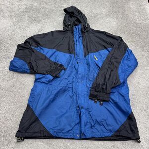 Stearns DryWear Vintage 90's Retro Windbreaker Hoodie Jacket Mens XXL Blue Black